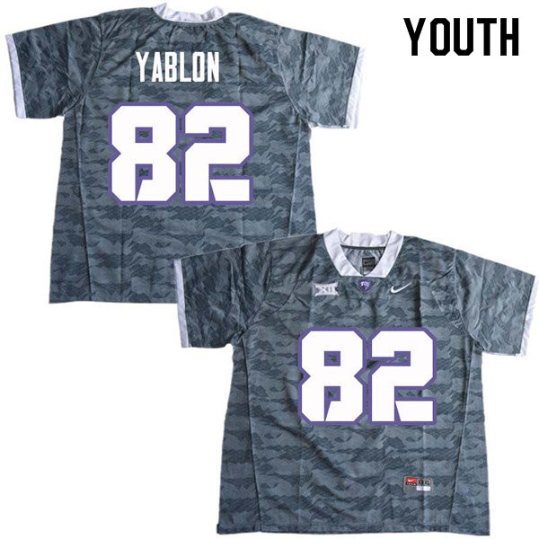 Youth #82 Yishai Yablon TCU Horned Frogs College Football Jerseys Sale-Gray